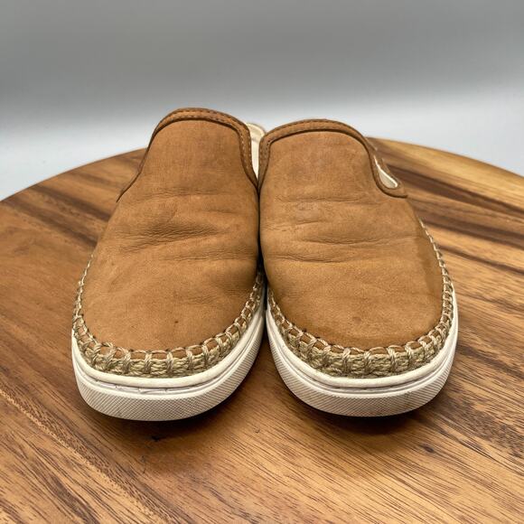 UGG Caleel Flat Mule Shoes Womens Size 8.5 Slip On Brown Leather Casual Comfort - Picture 2 of 8